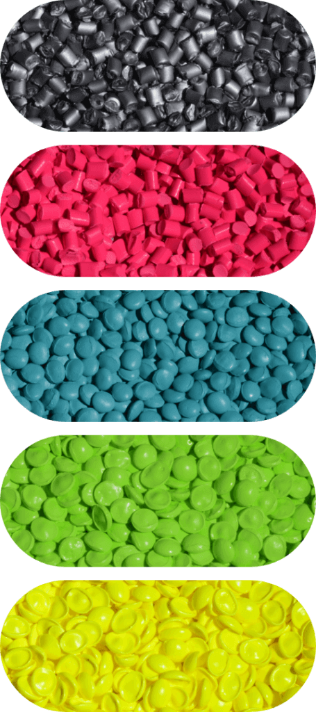Colored plastic pellets