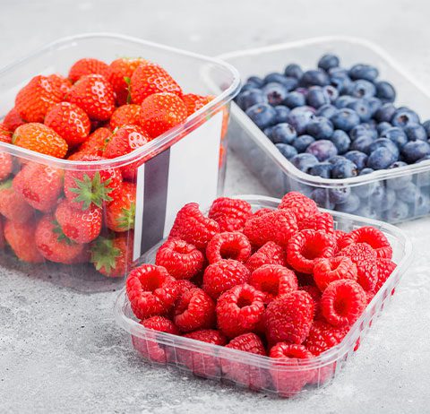 berries in plastic containers