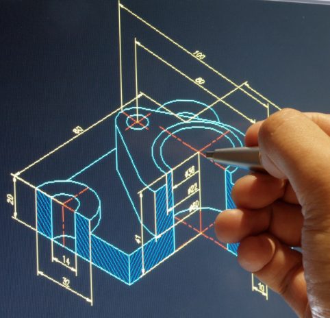 drawing blue print of warehouse floor