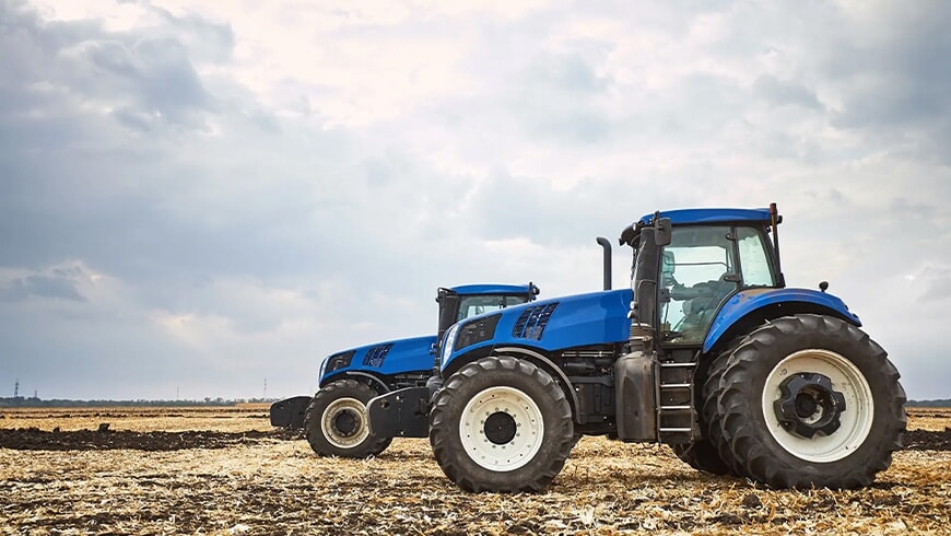 Tractor driving through field