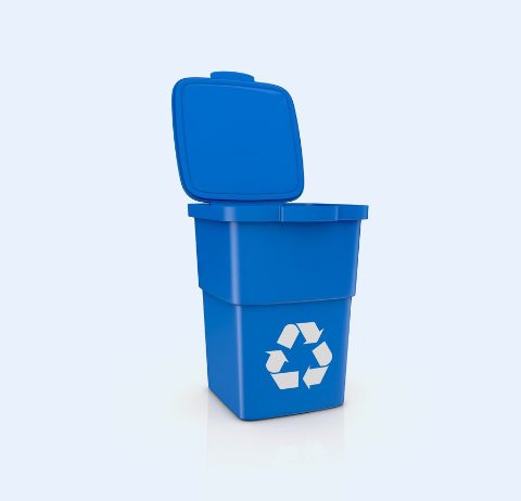 blue isolated recycling bin
