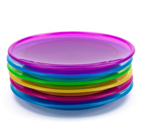 stacked isolated plastic plates
