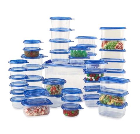 stacked clear plastic containers for food