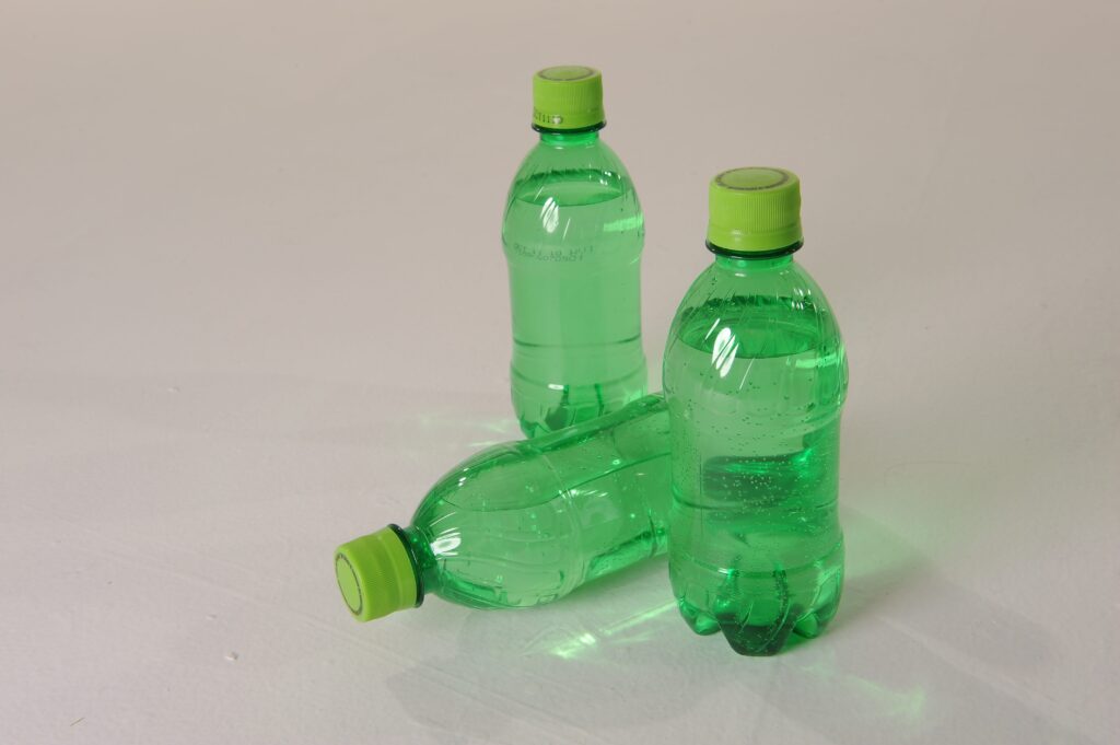 green plastic bottles