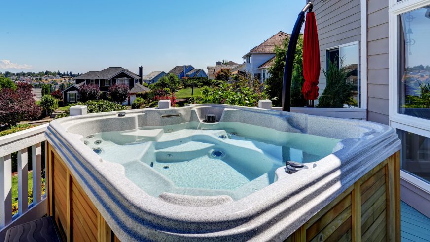 hot tub outside on back deck