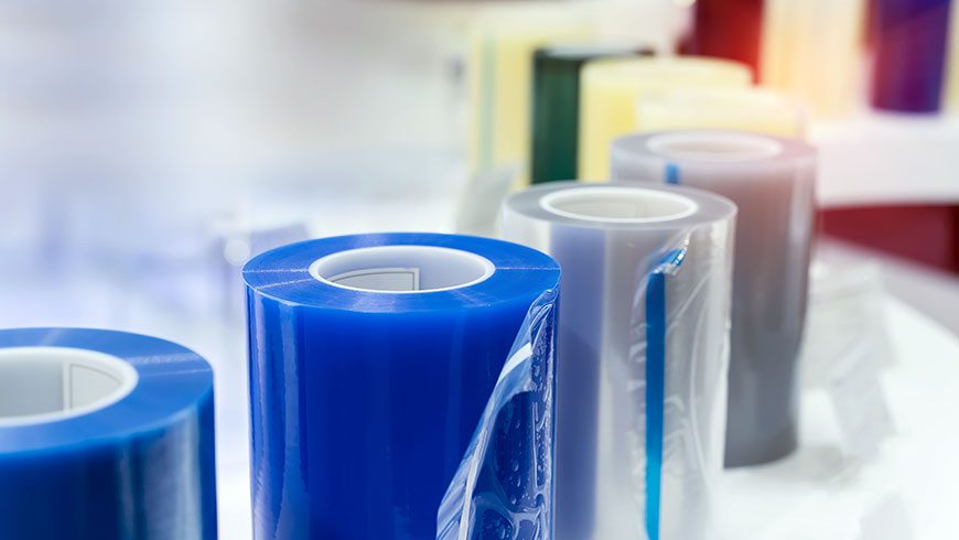 clear and blue plastic rolls