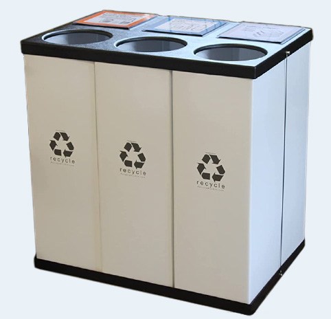 Triple slim recycling bin