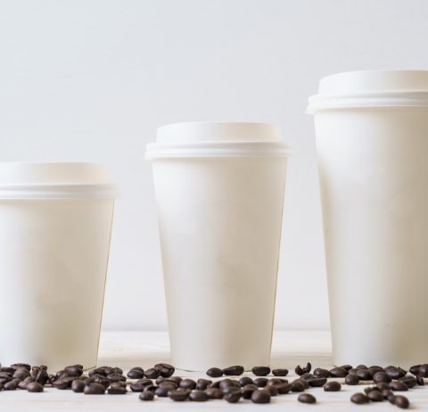 plastic white to-go coffee cups